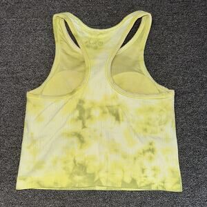 Lululemon Ebb to Street Cropped Tank Top Yellow Green Marble Dye MRB7 Size 6